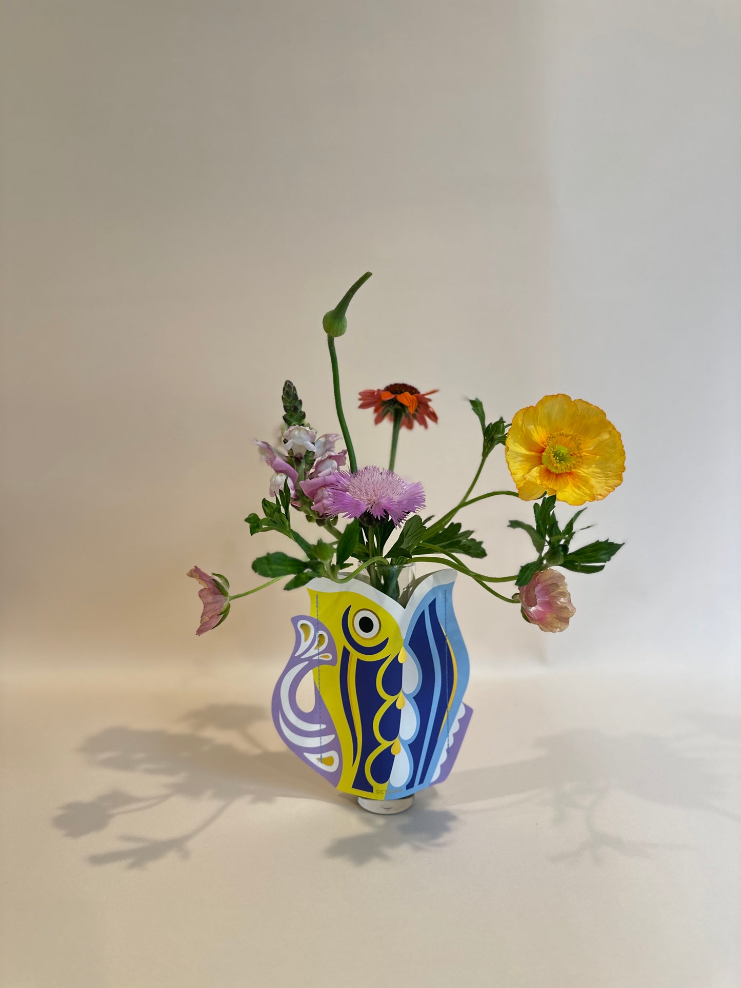 Fish Paper Vase + Flowers